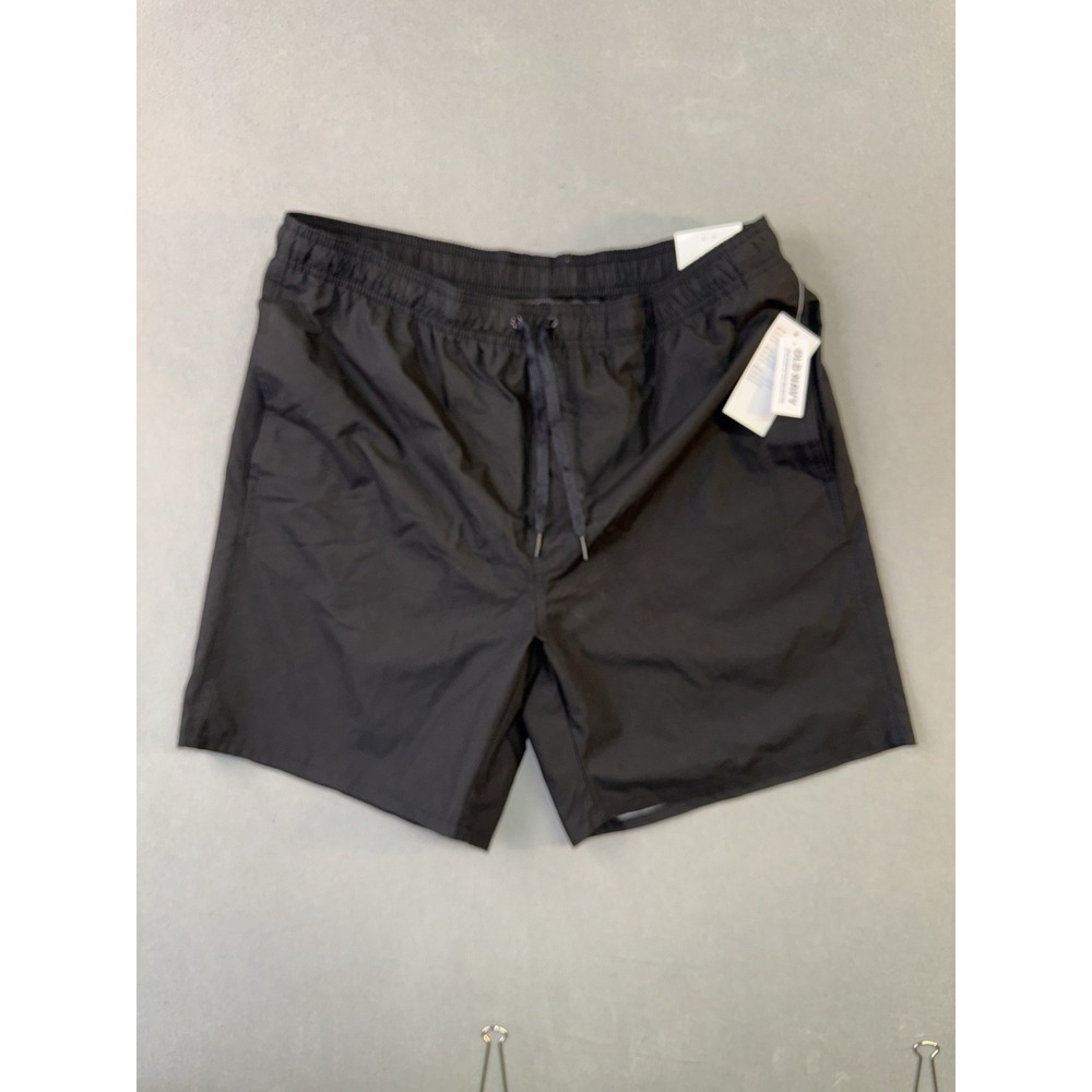 Men's Old Navy‎ 7" Inseam Drawstring Swim Trunks Solid Black Size L
